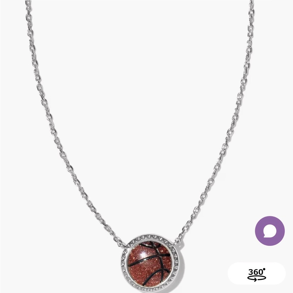 NWT-Kendra Scott Basketball Silver Short Pendant Necklace